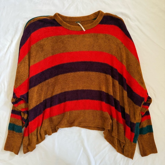 Free People Tops - Free People Red and Brown Two tone Sweater Size Xs